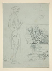 Blad met schetsen door Edwin Austin Abbey