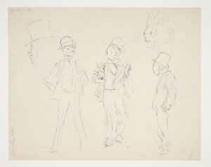 Blad met schetsen van figuren door Edwin Austin Abbey
