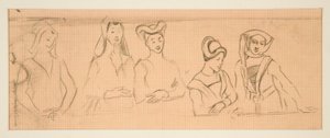 Schets voor door Edwin Austin Abbey
