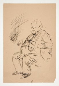 Schets van een dikke man, zittend door Edwin Austin Abbey