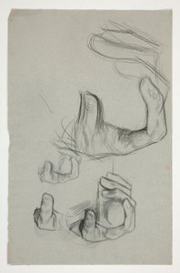 Schets van hand die een stok vasthoudt door Edwin Austin Abbey