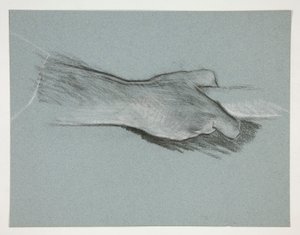 Schets van een hand die een paal vasthoudt door Edwin Austin Abbey