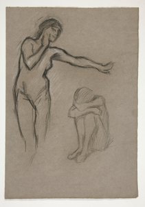 Schets van twee figuren door Edwin Austin Abbey