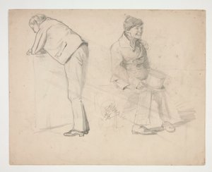 Schets van twee mannen - niet-geïdentificeerde illustratie door Edwin Austin Abbey