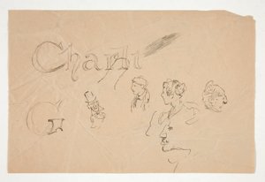 Studies van hoofden en figuren aan beide zijden van de pagina door Edwin Austin Abbey