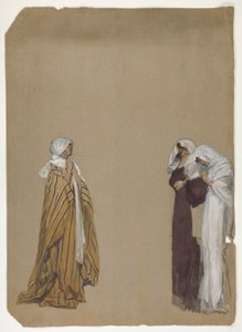 Studie. Drie figuren door Edwin Austin Abbey