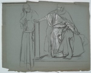 Studie voor Koning en begeleiders in Hamlet door Edwin Austin Abbey