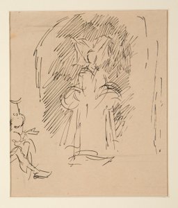 Studie voor priester en de grote dame