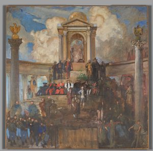 Studie voor De Apotheose van Pennsylvania, Huis van Afgevaardigden Kamer, Pennsylvania State Capitol, Harrisburg door Edwin Austin Abbey