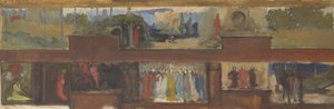 Studie voor De zoektocht en het bereiken van de Heilige Graal, Boekbezorgingsruimte, Boston Public Library door Edwin Austin Abbey