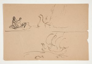 Studie voor De zoektocht naar de Heilige Graal (serie van vijftien schilderijen voor de Boston Public Library, voltooid in 1901) door Edwin Austin Abbey