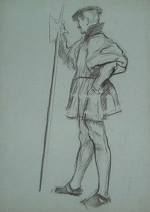 Studie voor Het proces van koningin Catherine door Edwin Austin Abbey