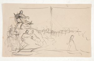 Studie voor Proces van Koningin Katherine door Edwin Austin Abbey