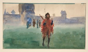 Studie voor Zwerver Minstreel door Edwin Austin Abbey