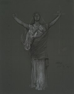 Studie voor allegorisch figuur van Wet, rondel in de rotonde van het Pennsylvania State Capitol gebouw, Harrisburg, 1902-1911 door Edwin Austin Abbey