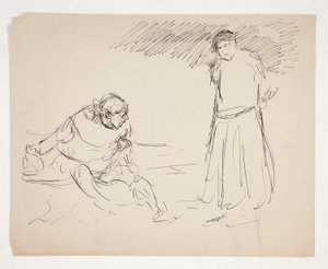 Studie voor een niet-geïdentificeerd Shakespeare-stuk door Edwin Austin Abbey