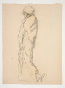 Studie voor figuur van 11 uur(?) in  door Edwin Austin Abbey