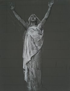 Studie voor figuur van Religie rondel in de rotonde van het staatskapitoolgebouw in Harrisburg, Pennsylvania, 1902-1911 door Edwin Austin Abbey