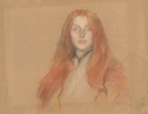 Studie voor hoofd van Ophelia door Edwin Austin Abbey