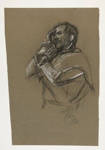 Studie voor een van de muurschilderingen uit De Zoektocht naar de Heilige Graal (een serie van 15 schilderijen voor de Boston Public Library, voltooid in 1901) door Edwin Austin Abbey