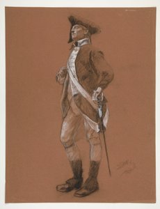 Studie voor de figuur van generaal Anthony Wayne, in de door Edwin Austin Abbey
