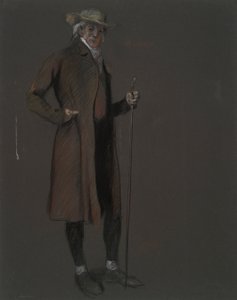 Studie voor de figuur van John Bartram, in door Edwin Austin Abbey