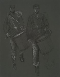 Studie voor de figuren van twee Civil War drummers
