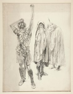 Studie voor een niet-geïdentificeerd Shakespeare-stuk door Edwin Austin Abbey