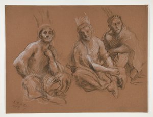 Studie van 3 Indianen door Edwin Austin Abbey