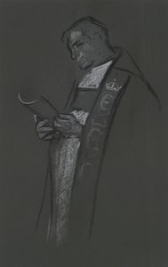 Studie van een bisschop voor de kroning van Edward VII door Edwin Austin Abbey