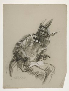 Studie van nar (ongebruikt), voor De zoektocht naar de Heilige Graal (een serie van vijftien schilderijen voor de Boston Public Library, voltooid in 1901)