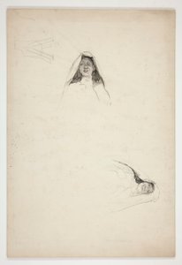 Studie van twee hoofden, Jaquenetta, uit Liefde door Edwin Austin Abbey
