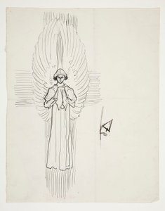 Studie van een engel, voor De zoektocht naar de Heilige Graal (serie van vijftien schilderijen voor de Boston Public Library, voltooid in 1901)