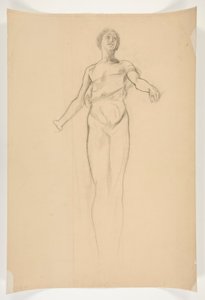 Studie van een allegorische vrouwelijke figuur voor muurschildering in het staatskapitool in Harrisburg, Pennsylvania (voltooid door John Singer Sargent) door Edwin Austin Abbey