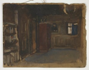 Studie van een interieur door Edwin Austin Abbey
