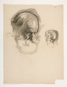 Studie van het hoofd van een oude bebaarde man, voor Koning Arthur door Edwin Austin Abbey