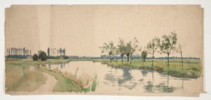 Bomen langs een rivier
