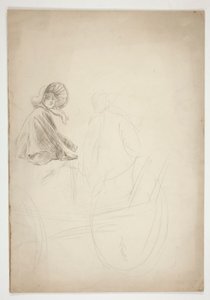 Twee figuren zittend op een kar door Edwin Austin Abbey