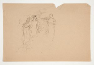 Niet-geïdentificeerde illustratie - Studie van drie vrouwelijke figuren door Edwin Austin Abbey