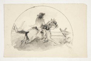 Ongeïdentificeerde illustratie [Man te paard] door Edwin Austin Abbey