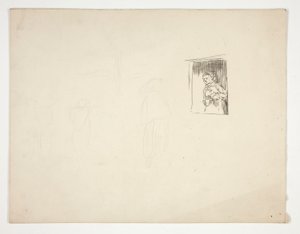 Vrouw bij raam - niet-geïdentificeerde illustratie door Edwin Austin Abbey