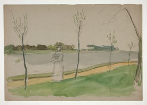 Vrouw wandelend langs een rivier