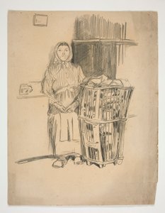 Vrouw met wasmand(?) - niet-geïdentificeerde illustratie