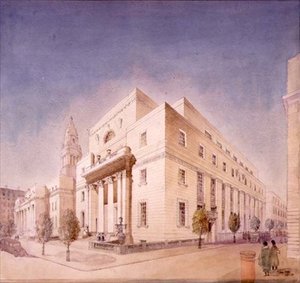 Oplevering van de Openbare Bibliotheek, Marylebone Road, Londen door Edwin Cooper