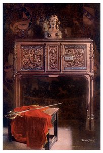 Gesneden eiken Lous XII dressoir, 1910 door Edwin Foley