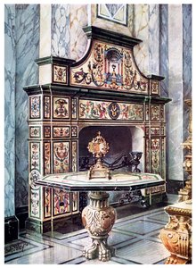 Schouw en tafel in gekleurde Florentijnse mozaïek, 1910 door Edwin Foley