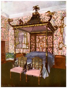 De Chippendale Chinese slaapkamer, Badminton House, Gloucestershire, 1911-1912 door Edwin Foley