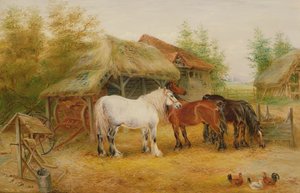 Trekpaarden op een Boerderij door Edwin Frederick Holt