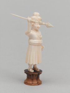 Zwarte pion, schaakstuk, India, circa 1820