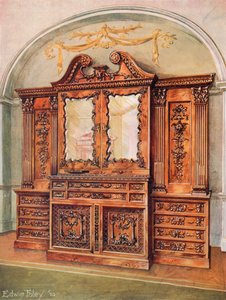 Gesneden gesloten mahonie boekenkast - Stijl van Chippendale - Franse invloed door Edwin John Foley